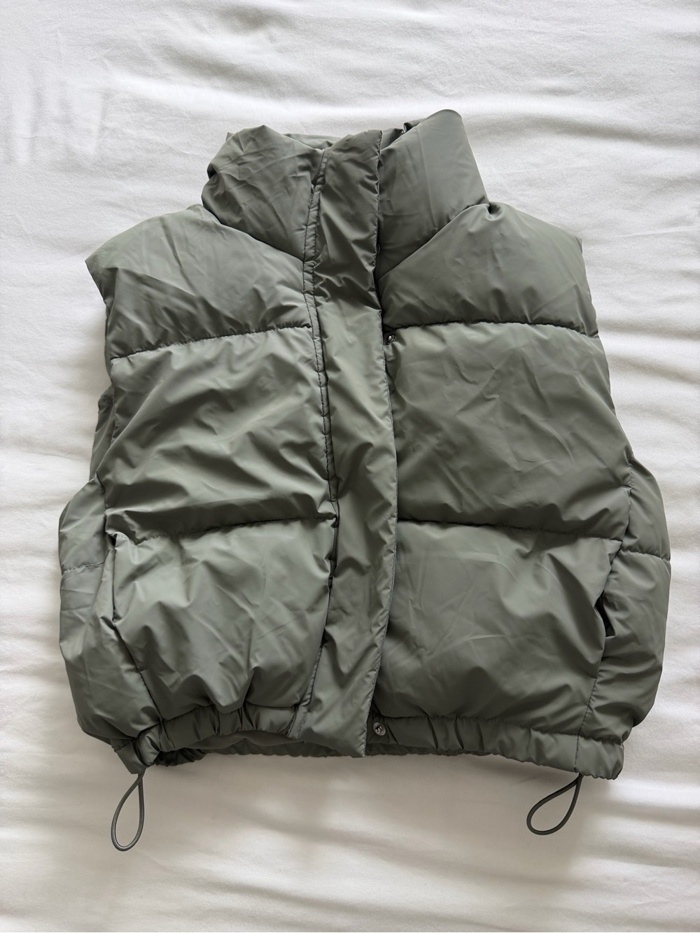 Olive Green Puffer Vest - Lightweight Quilted Outerwear